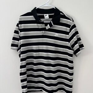 Nike Golf Black and White Striped Men's Polo Shirt